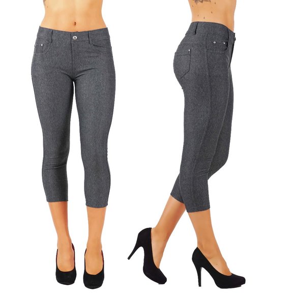 Jean Look Cotton Blend Jeggings Tights Slimming - Picture 1 of 6
